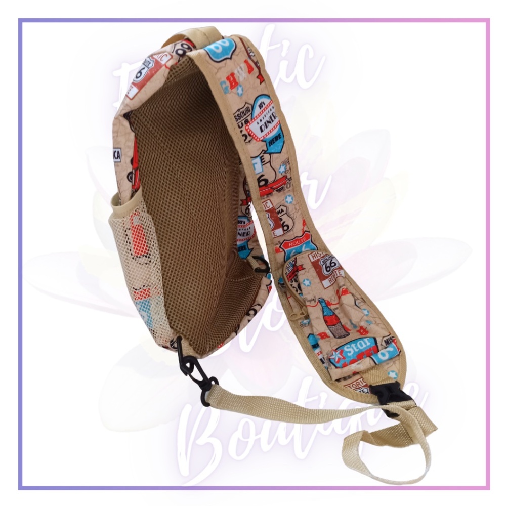 Unique Route 66 Print, Traditional Sling Backpack.Functional Zippered P… - Picture 5 of 16